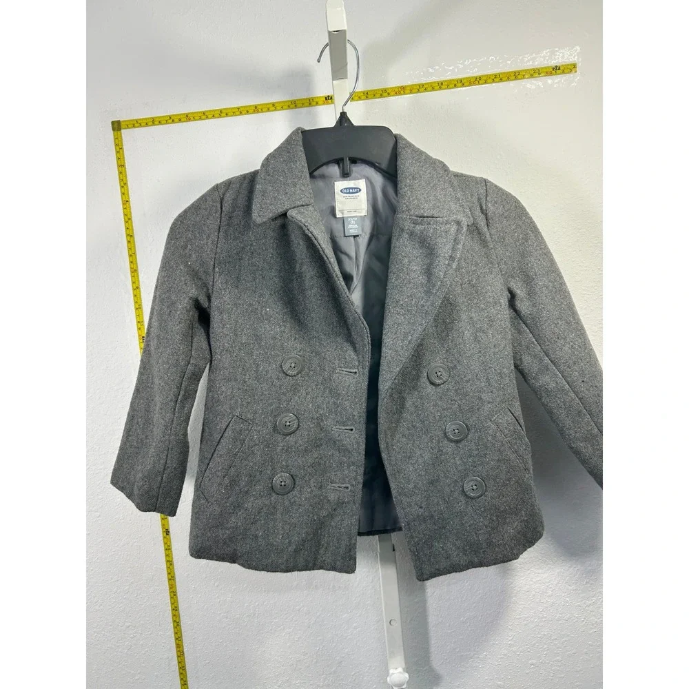 Old Navy Girls Gray Pea Coat Double Breasted‎ Wool Blend Jacket Size XS 5